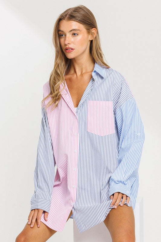 Color Block Long Sleeve Shirt