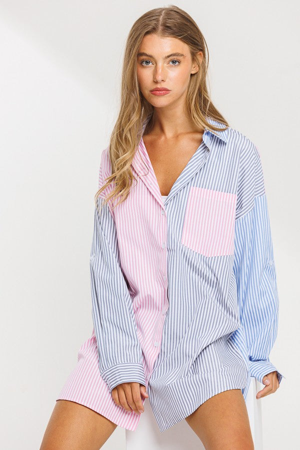 Color Block Long Sleeve Shirt