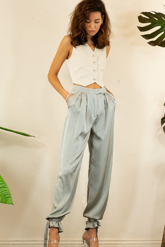 Ankle Tie Satin Pants