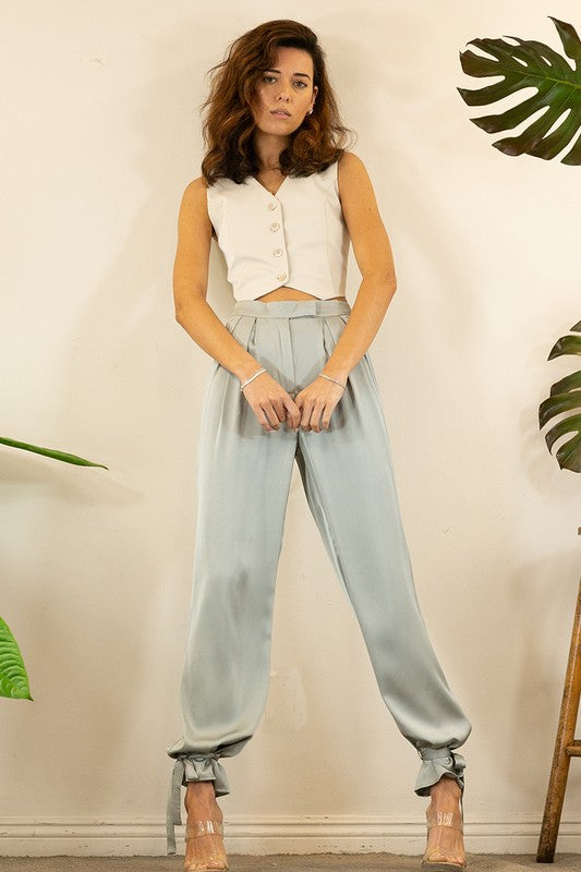 Ankle Tie Satin Pants