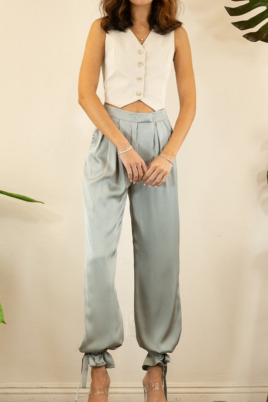 Ankle Tie Satin Pants