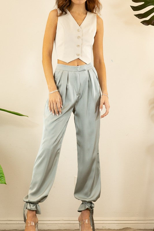 Ankle Tie Satin Pants