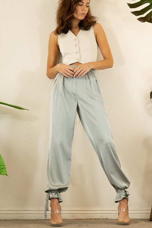 Ankle Tie Satin Pants