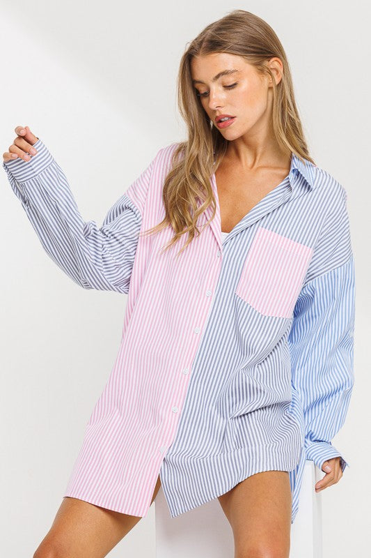 Color Block Long Sleeve Shirt