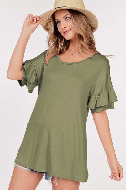 Pure Sweetness Short Sleeve Top - Light Olive