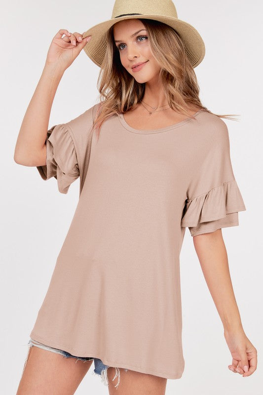 Pure Sweetness Short Sleeve Top - Taupe